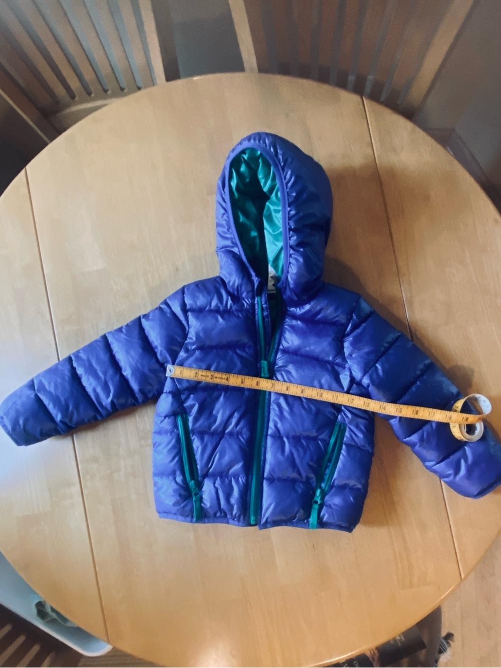 Gymboree Royal Blue Puffer Jacket with Hood and Teal Trim